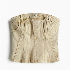 H&M Cream Structured Denim Corset Crop Top
